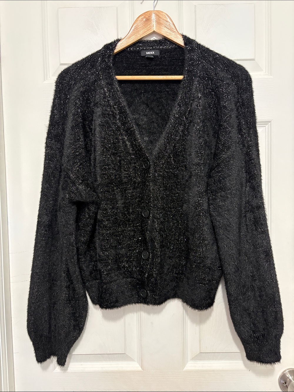 MEXX Black with Silver Sparkle Fuzzy Cardigan